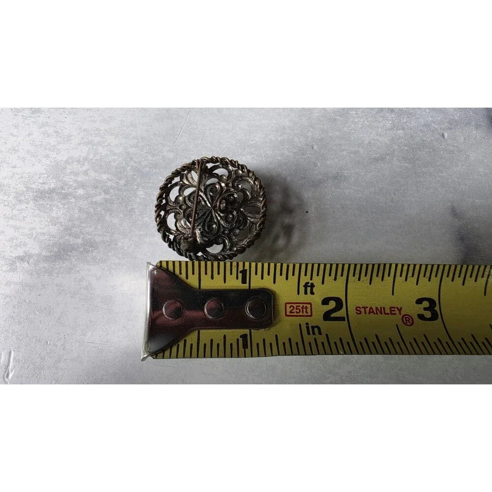 Floral Faux Pearl And Metal Brooch Vintage Costume Jewelry READ Description